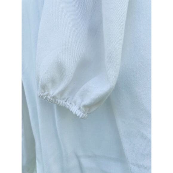 LOFT Blouse Top Womens XS Ivory Peasant V-Neck Boho Embroidery Bloused Sleeves - Picture 3 of 6